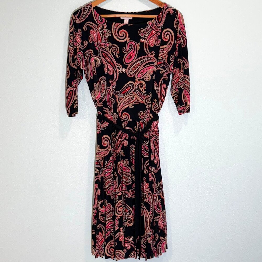 Charter Club Paisley Pleated Dress Size‎ L